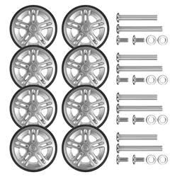 Silver Luggage Replacement Wheels with Screws - 8-Pack Repair Kit (50mm)