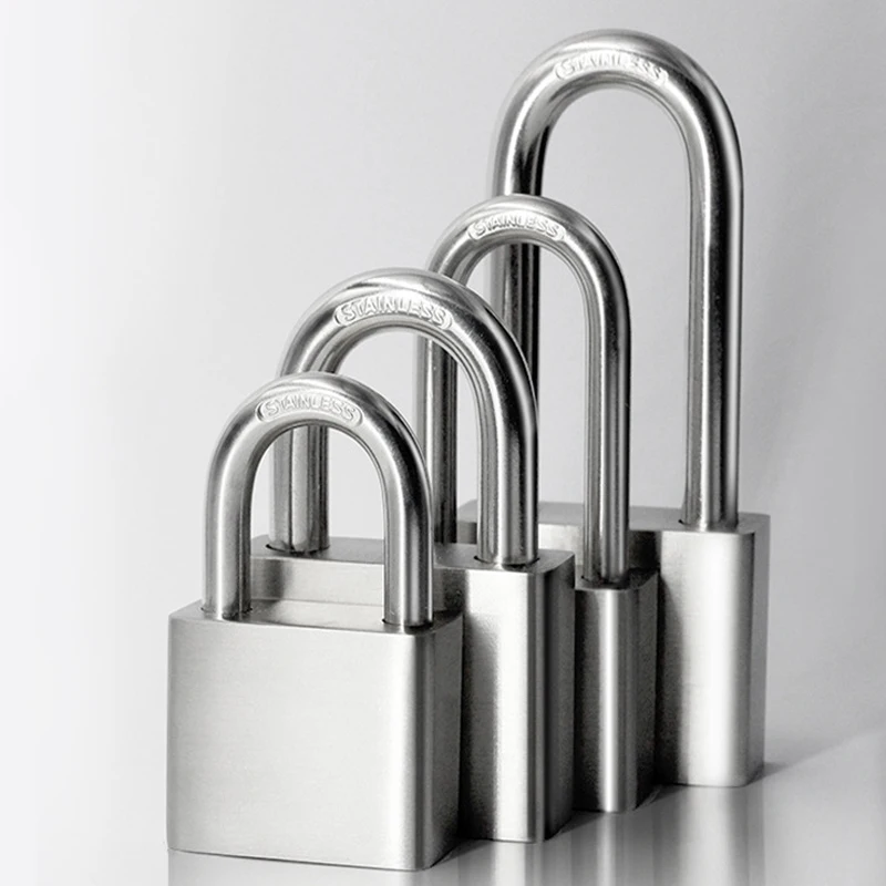 Cadeado de Key Heavy Duty Solid Lock Portátil Door Lock Segurança Impermeável Antiferrugem Street Lock Aço Inoxidável 304