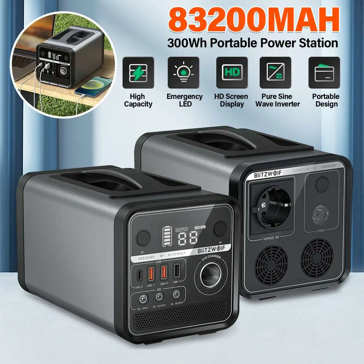 1000w 83200mah Portable Power Station Outdoor Electric Generator Power Bank Energy Supply Mobile