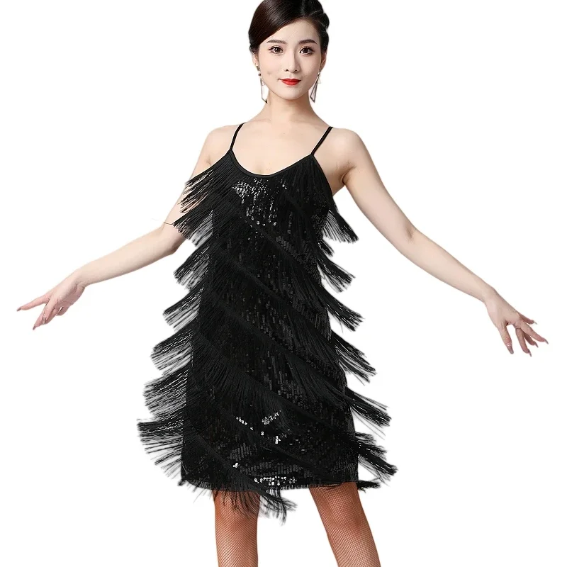 Vestido Dança Latina Com Lantejoulas E Franjas - Estilo Anos 20 Gatsby