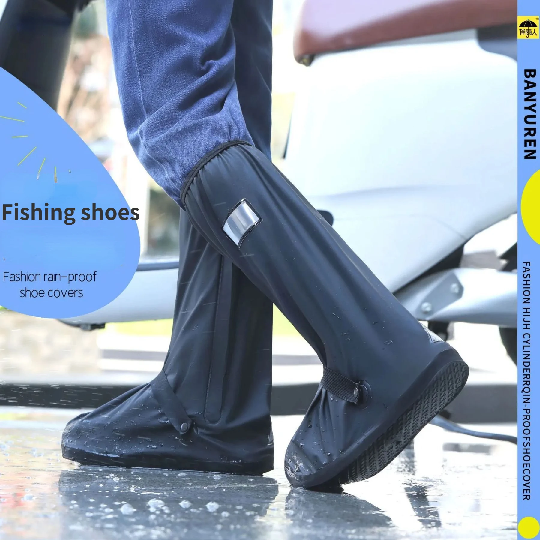 Foldable Fishing Waders Waterproof and Slip-resistant Rain Shoe Cover High Tube Rain Boots Foot Cover Fly Fishing Boots