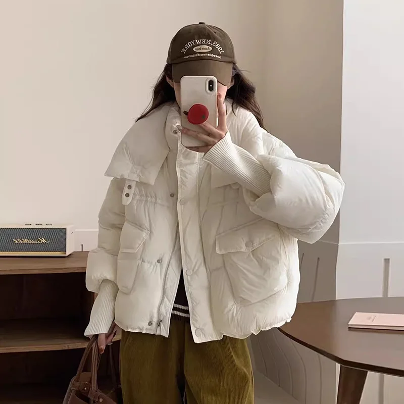 thumbnail image 1 of Chaqueta de mujer Chaqueta corta de plumón nueva de invierno Chaquetas ultraligeras de plumón de pato blanco Abrigos cálidos de otoño e invierno Ropa de abrigo portátil, 1 of 5