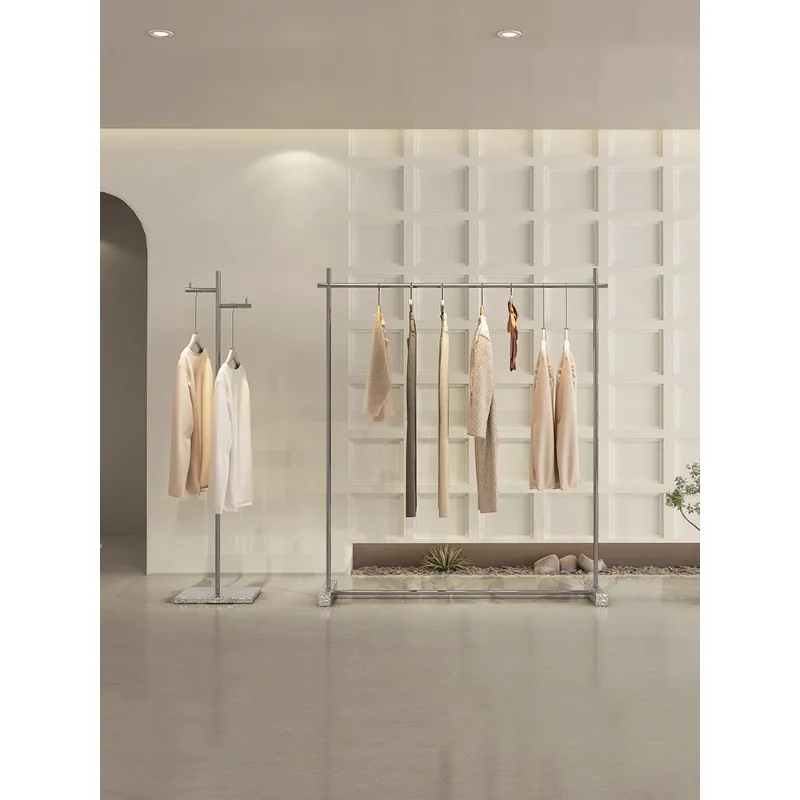 

Custom-made stainless steel clothing store display rack women's shop display props Nakajima shelf ripple floor hanger