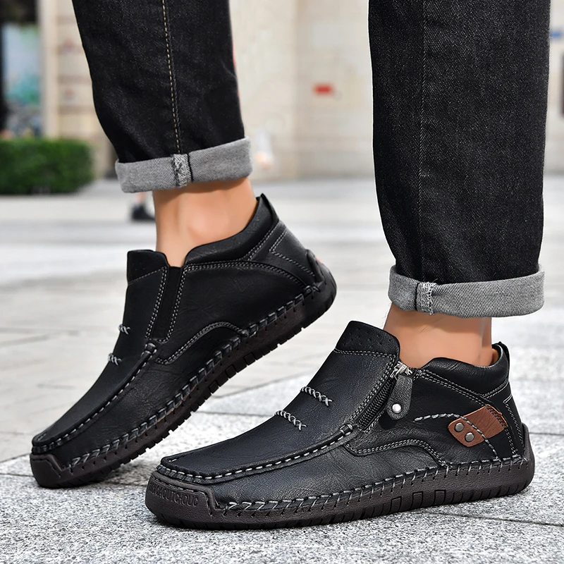 Leather Men Casual Shoes Handmade Breathable Mens Loafers Fashion Men Sneakers Moccasins Luxury Brand Boat Shoes
