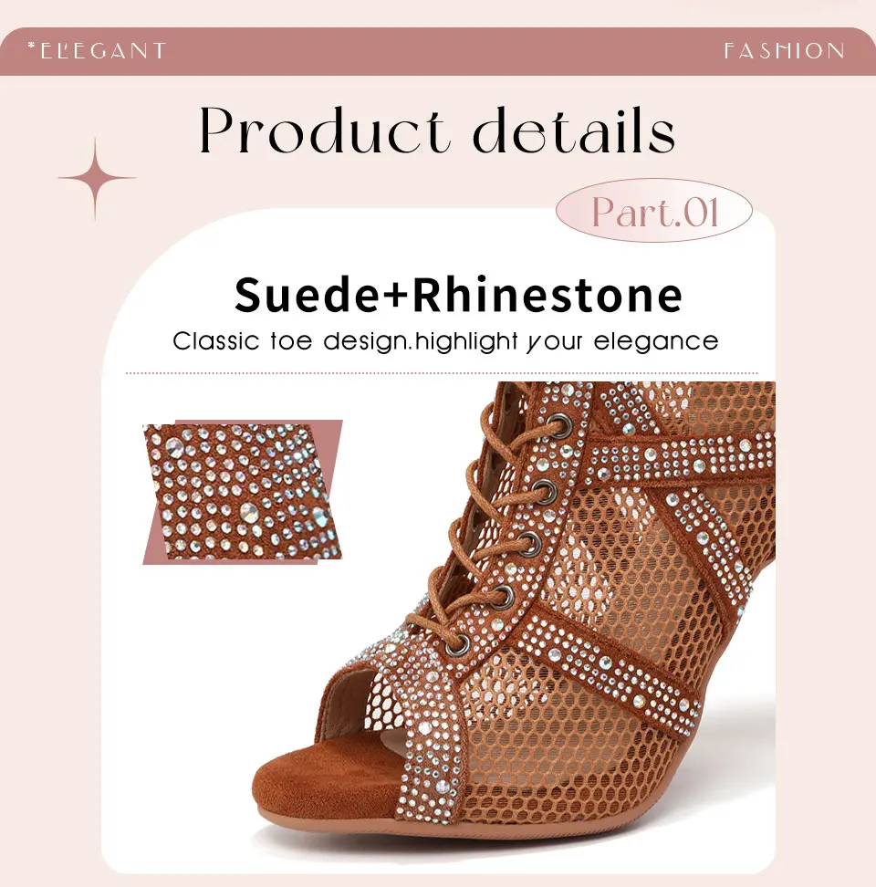 details - Chaussures de Danse Latine à Talons Hauts – Modèle LUNA II Strass Styletto Noir - Couleurs Lagon