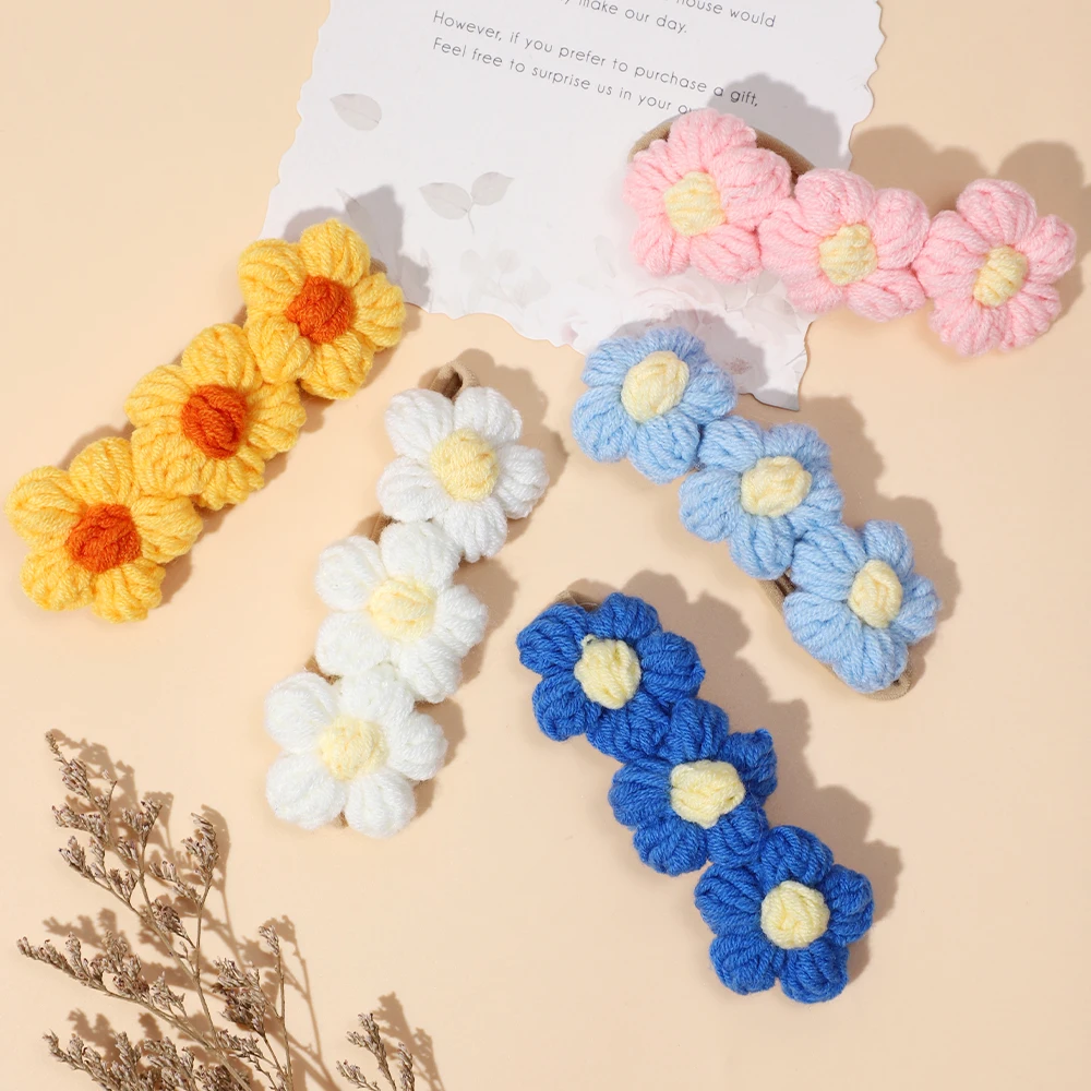 Children's Wool Flower Hair Bands for Baby Girls Cute Girls' Baby Headbands Headwear Hair Bands for Kids Hair Accessories Gifts 2