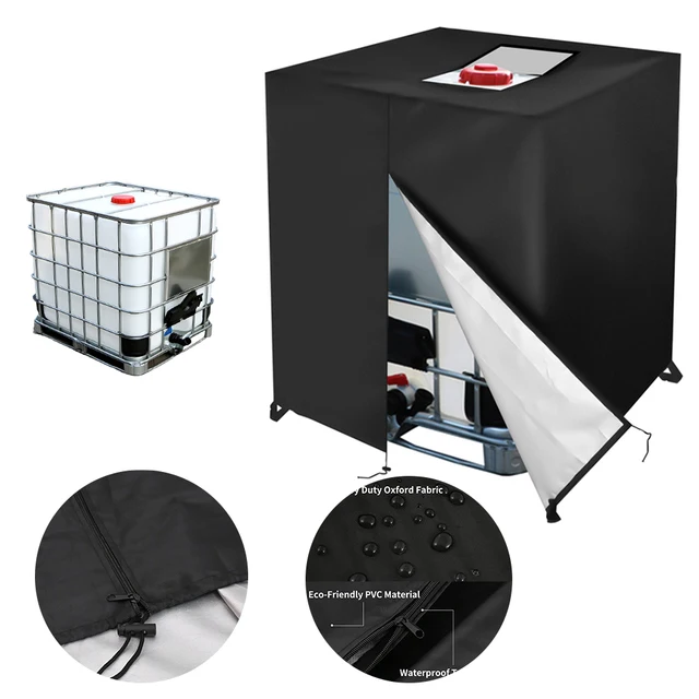210D 1000 Liter Ibc Konténer Alumínium Fólia Vízálló Por Burkolat Eső Tartály Oxford Szövet Uv -Ellenálló Cipzáras