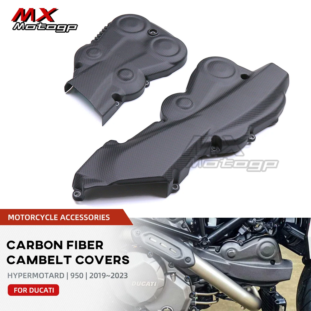 

Motorcycle Carbon Fiber Engine Covers Cambelt Guards Set Protector For DUCATI Hypermotard 950 SP RVE 821 939 Multistrada 1200 V2