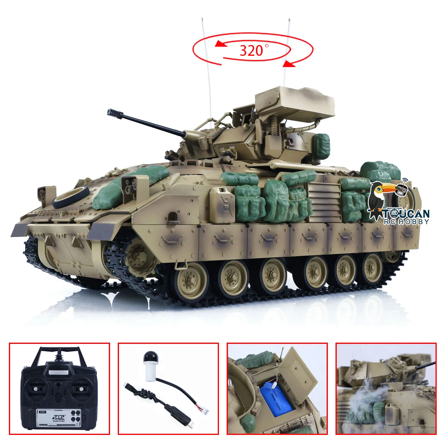 Gift 1/16 Tongde RC Battle Tank M2A2 Bradley Electric Infantry Fighting  Control Vehicle Ready to Run Model Toy for Boy TH23307 3