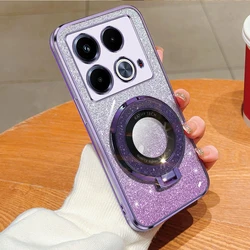 MagSafe Magnetic Wireless Charge Holder Case with Original Bracket for Infinix Note 50 (Purple)