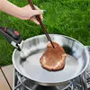 Camping Frying Pan Nonstick Detachable Handle Frying Pan Stainless Steel Flat Bottom Pan Portable Wok Cookware Camping Accessory 1