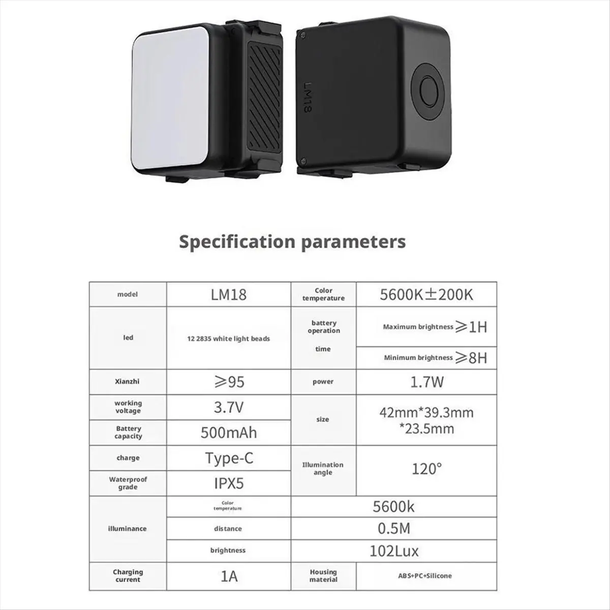 DJI 오즈모 액션 4/3 카메라 케이지 및 포켓 3 4용 M05K 미니 LED 비디오 조명, IPX5 방수, 5600K 색온도 도구