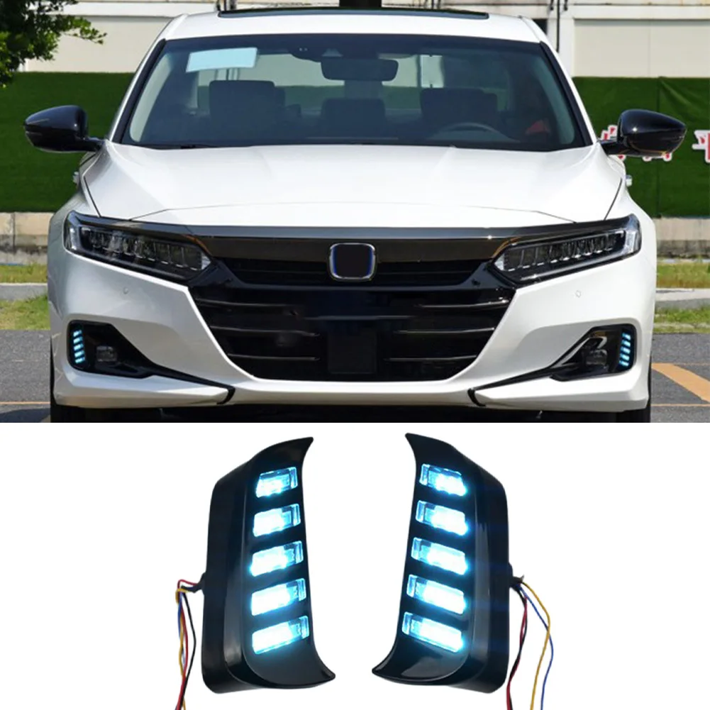 

2pcs LED Fog Lamp Daytime Running Light Turn Signal For Honda For Accord 11th 2023-24 Dynamic DRL Super Bright