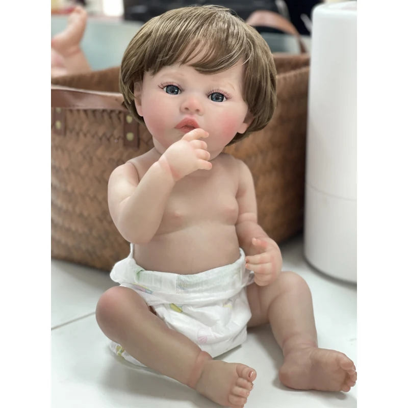 

47CM Full Body Vinyl Silicone Reborn Dolls Meadow with Hand Rooted Hair 3D Skin Handmade muñecas bebes para niñas Visible Veins