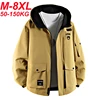 8XL Men Jacket Hooded Big Pocket Windbreaker Trench Coats Oversize 6XL 7XL Plus Size Waterproof Camping Loose Thin Softshell 1