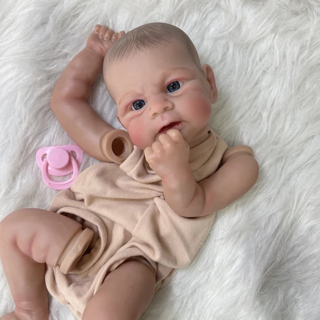 18inch Already Painted Reborn Doll Parts Elijah Lifelike Baby 3D Painted Skin with Visible Veins Cloth Body Included 2