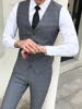 Men's Plaid Vest Pants 2pcs Business Professional Youth Office Worker Formal Wear Wedding Banquet Gentleman Suit Dress Waistcoat 1
