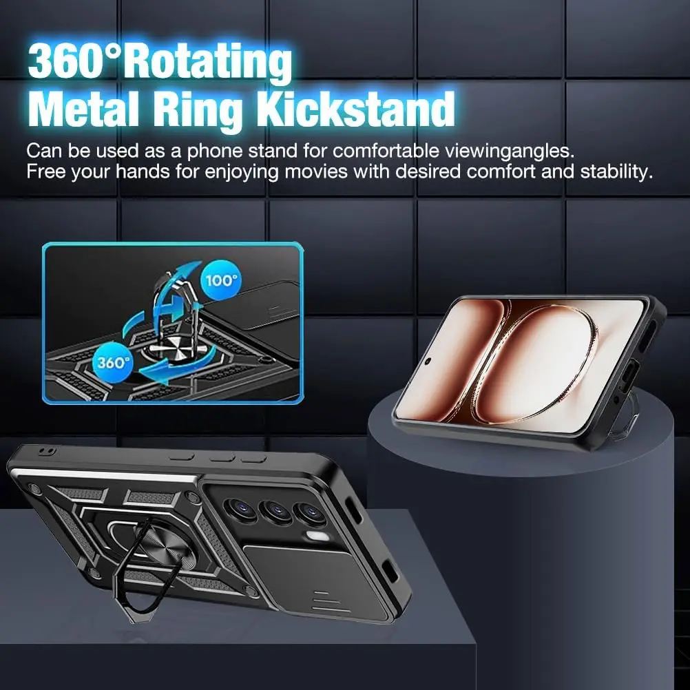 Durable Armor Case with Lens Protection and Ring Magnetic Holder