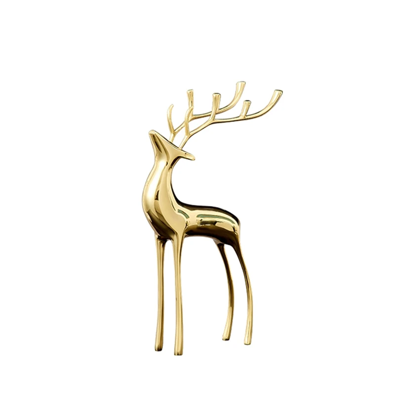 

Metal Golden Deer Figurines Animal Statues Gifts Sculpture Office Home Decoration Accessories