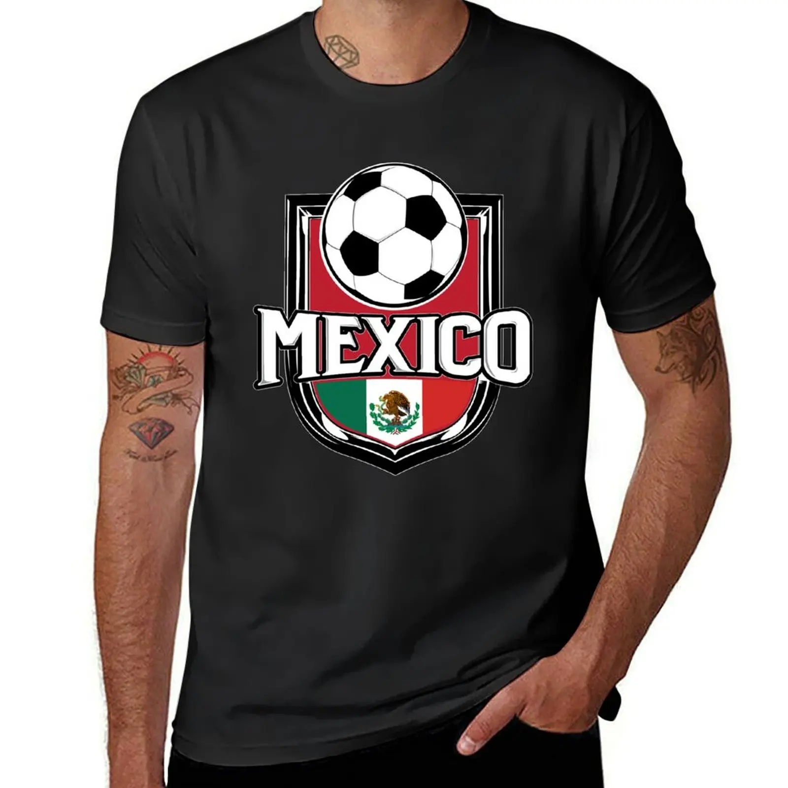 

Mexico Soccer Ball Design Mexican Flag Football Art T-shirt sports fans korean fashion customizeds blanks sweat shirts, men