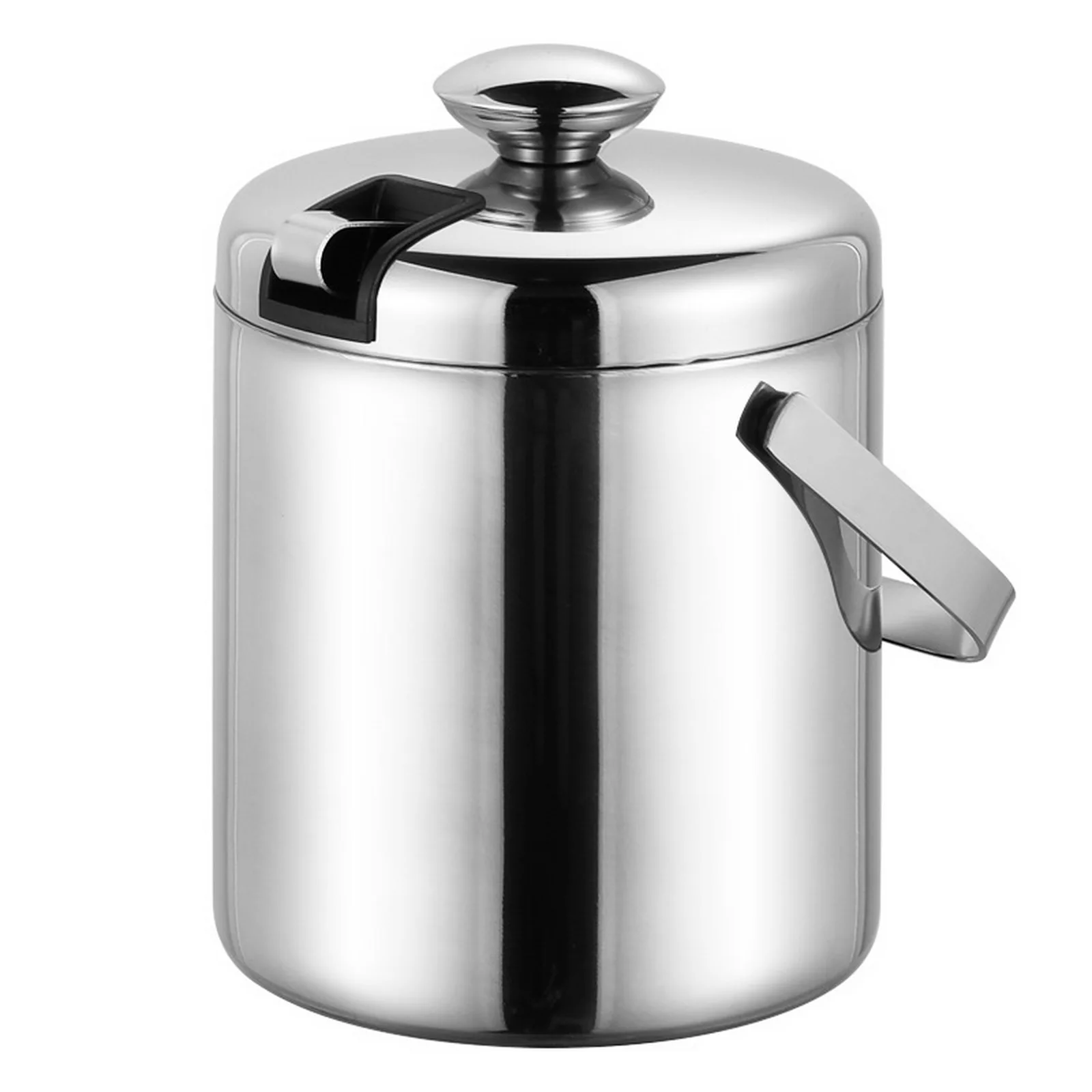 1.3L Ice Bucket With Tongs Double Wall Strainer Handle Home Bar Parties Chilling Beer Champagne Stainless Steel Cooler Buckets