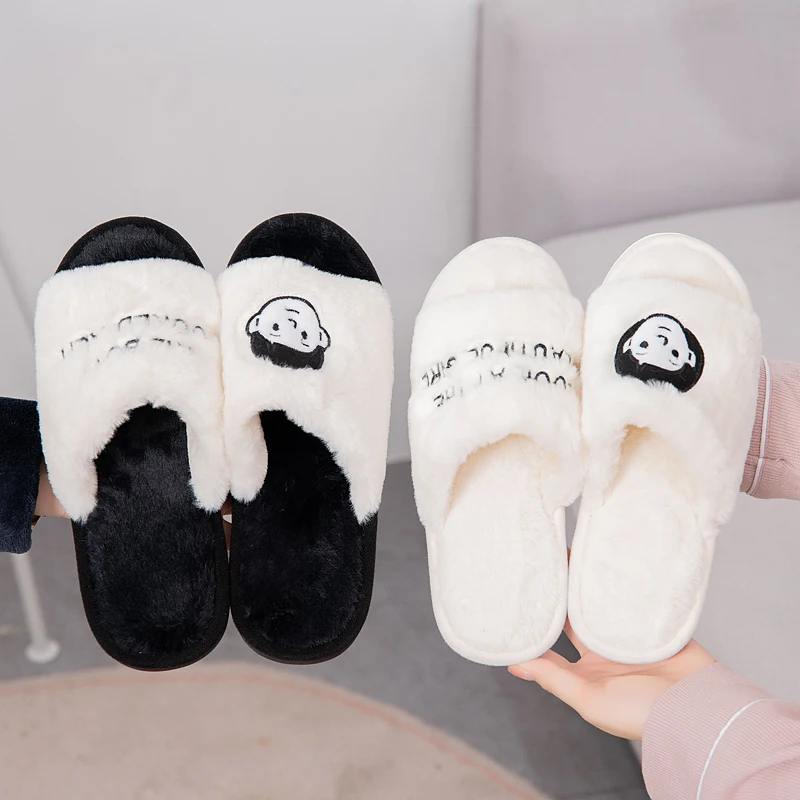 Home Cotton Slippers 2022 New Winter Shoes for Women Fashion Indoor Soft Slides Men Non-Slip Ladies Slides Platform Shoes Couple