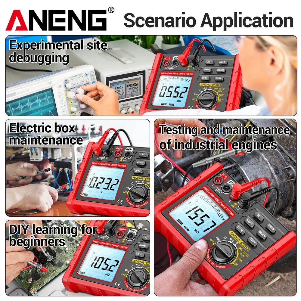 ANENG MH15 Insulation Resistance Multifunctional Digital Meter Automatic discharge AC/DC Voltage LCD Megohmmeter Tester Tools Resistance Tester