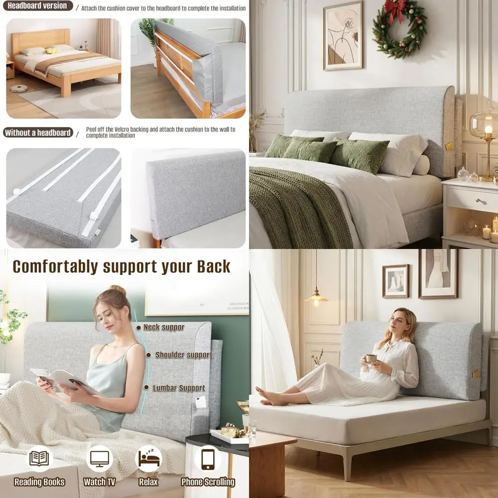 King Size Upholstered Wall-Mounted Board with Detachable Washable Linen ...