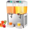 VEVOR Commercial Beverage Dispenser, 18L X 2 Tanks Juice Dispenser, 300W Food Grade Stainless Steel Ice Tea Drink Dispenser 1