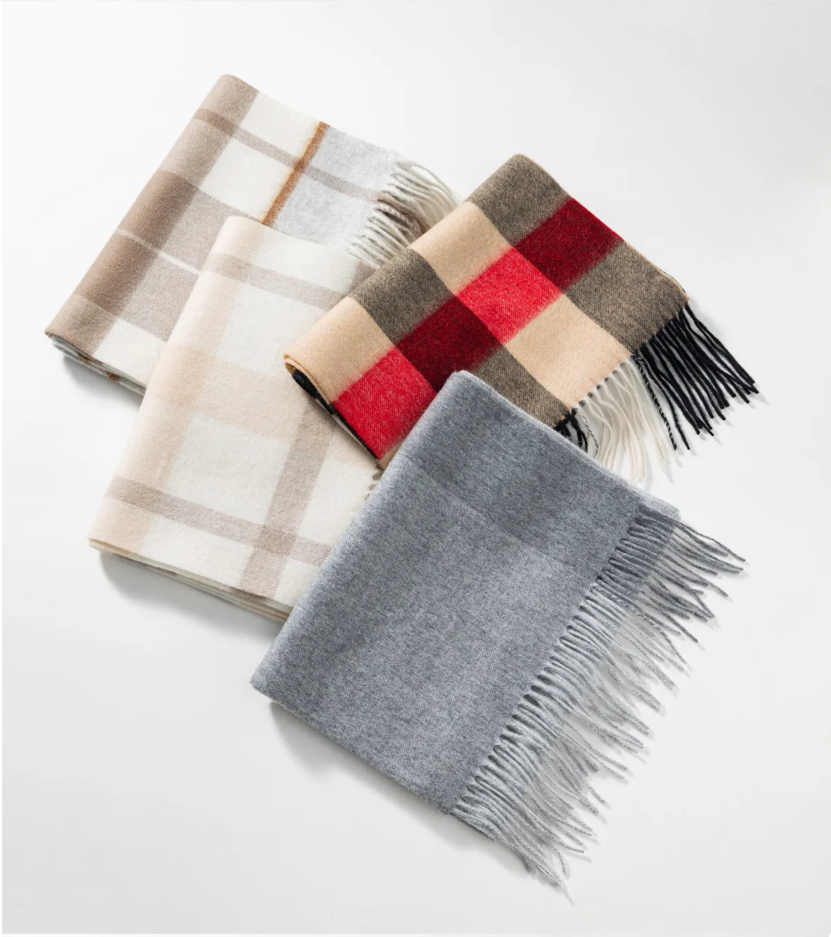 2024 New 100% Wool Scarf Winter Premium Plaid Shawl Versatile Simple Tassel Bib (30 Free Customized Embroidery Logo)
