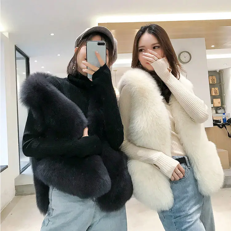

Fashion Autumn Winter Vest Coat Women Sleeveless Casual Knitted Sweater 2023 New Faux Fur Elegant Thick Warm Coat Jacket QY226