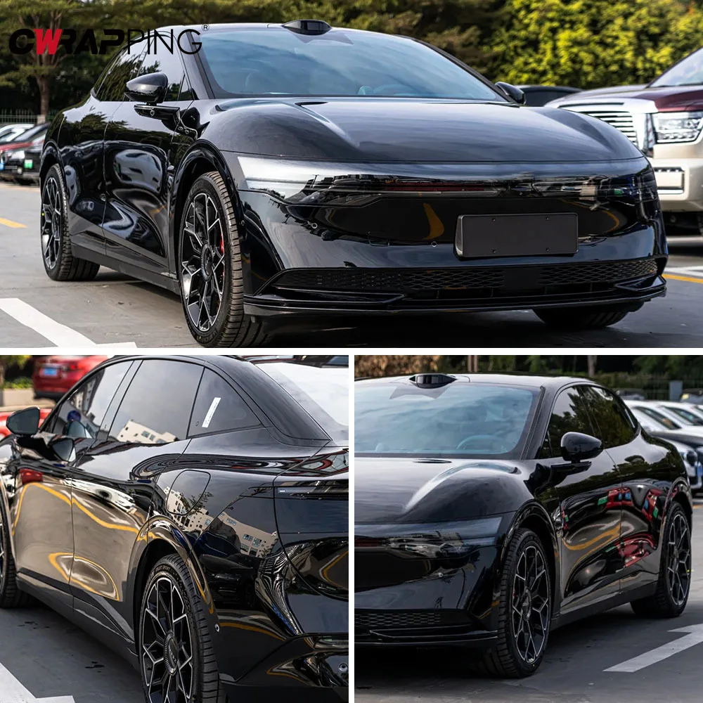 Glossy Black Vinyl Car Wrap - Shiny Self-Adhesive Foil