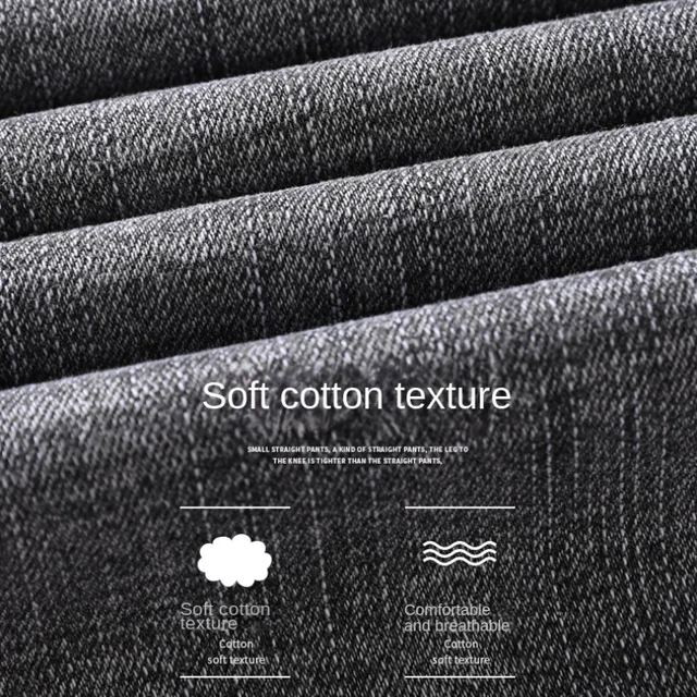 Cotton Stretch Jeans Business Casual Men's Thin Denim Jeans Grey Spring Summer Brand New Fit Straight Lightweight 2