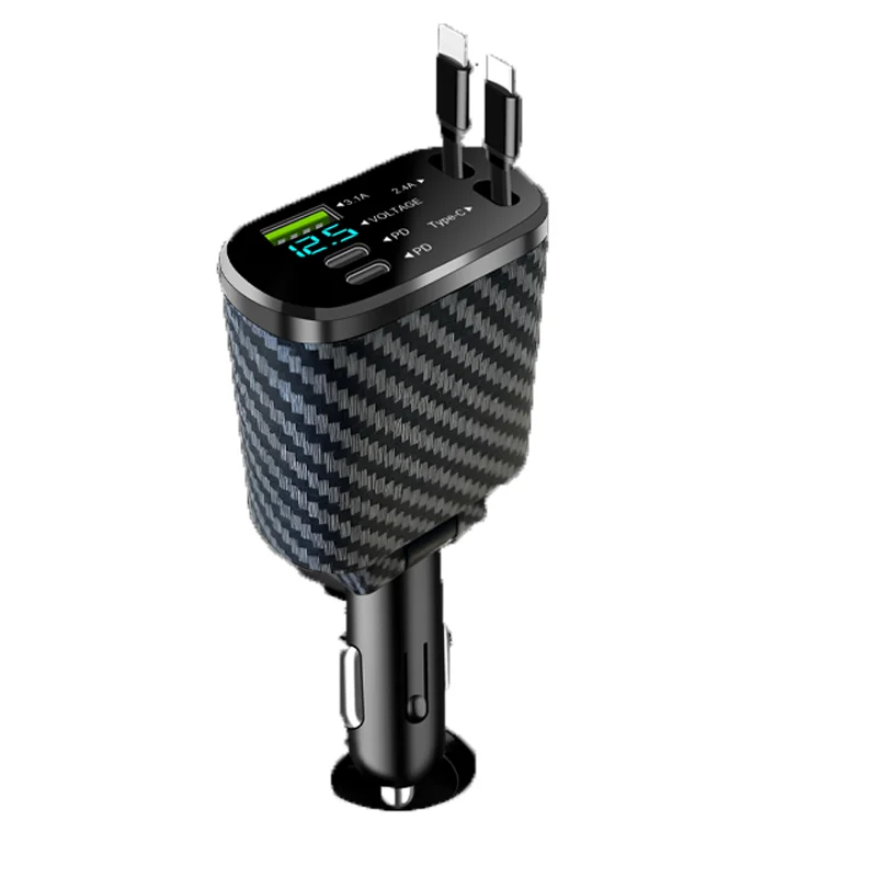 Multifunctional 5-in-1 Dual USB Super Fast Car Charger With LED Display_voghion.com