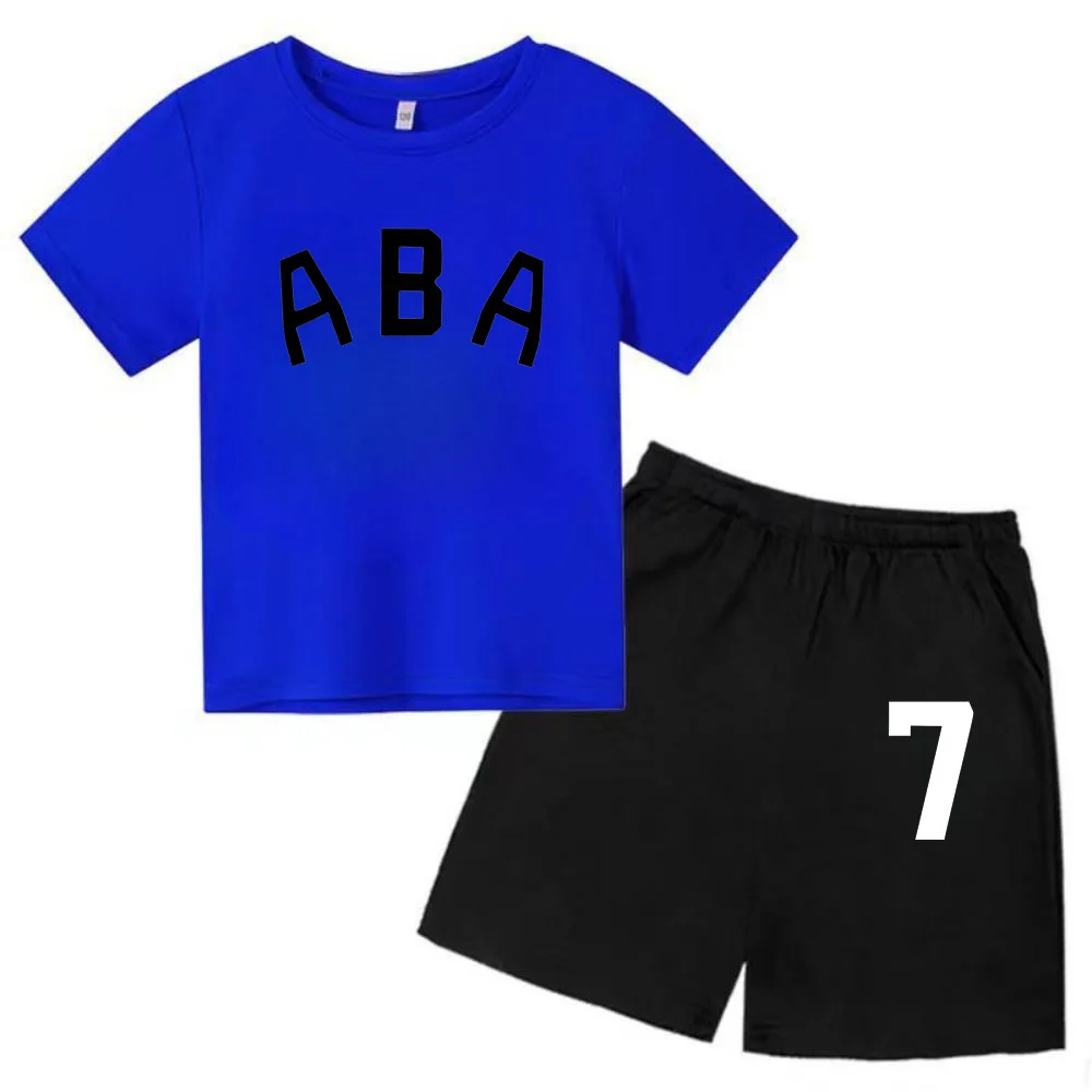 thumbnail image 1 of Ropa de bebé con estampado de letras para niños y adolescentes, conjunto de camiseta y pantalones cortos de verano de 2 piezas, conjunto informal de manga corta para niños y niñas, 1 of 5