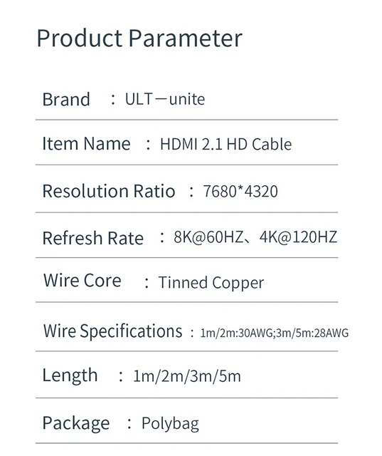 Cable Hdmi 2.1 Premium 8k 60hz 4k 120hz Hdr Earc 3mt Hokobox