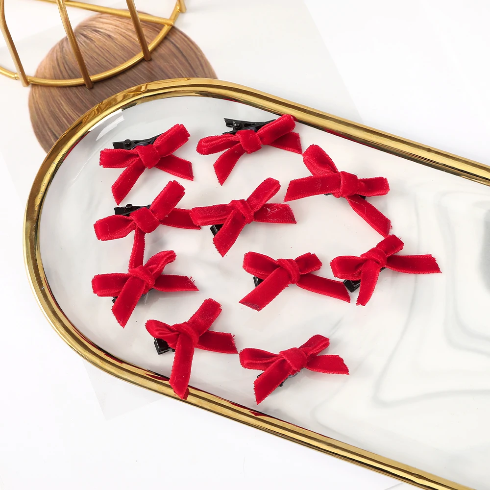 Awaytr 10pcs Bogen Haars pangen Mädchen y2k kleine Schleife Haars pangen Frauen einfache Haars pange geflochtener Kopfschmuck süßes Haar Zubehör – Detail 2