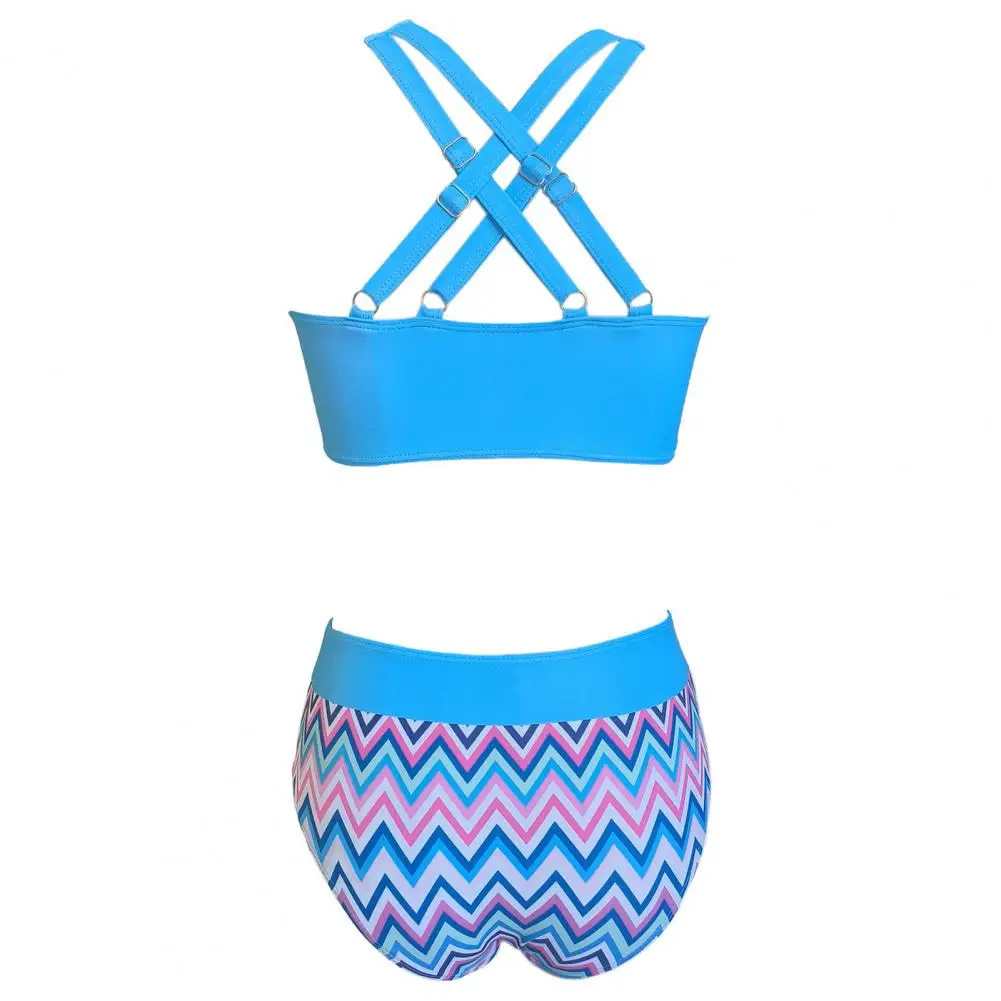 

High-waisted Swimsuit Retro Printed Bikini Set with V-neck Bra High Waist Off Shoulder Bow Beach Swimsuit for Women Retro Print