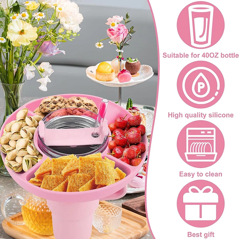 SiliconeDividedServingTraySnackDividerDividedContainerRound