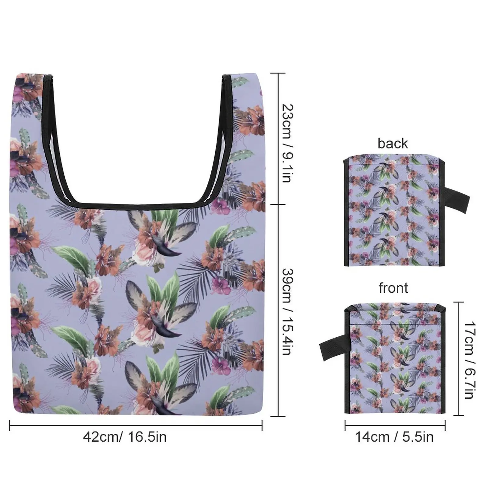Purple Print Large Bag Custom Pattern Foldable Shopping Bag Travel Portable Reusable Folding Tote Bags Bag for Products