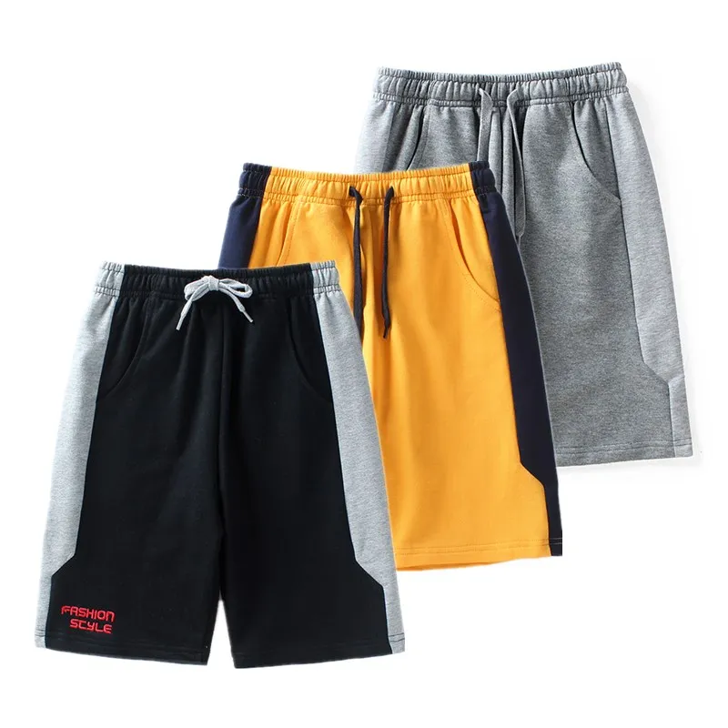 Boys Shorts 2025 New Summer Kids Boys Knitted Shorts Patchwork Striped Soft Cotton Sporty Shorts Teenagers Big Boys 2-14 Years Wear