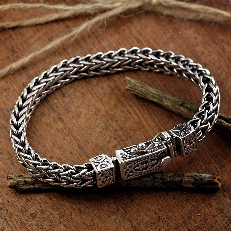 【再入荷】 925 Weaving Chain Bone Dragon Bangles Vintage Silver アクセサリー