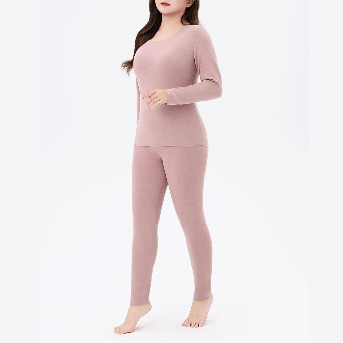 Plus Size Women's LONG JOHNS Premium Clothes Seamless Slim Double-Sided Brushed Fabric Warm Underwear Set Autumn Winter 2025