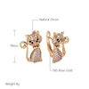 Wbmqda New Fashion 585 Rose Gold Color Cute Cat Shape Earrings For Women Colorful Zircon Setting Unusual Animal Ear Drop Jewelry
