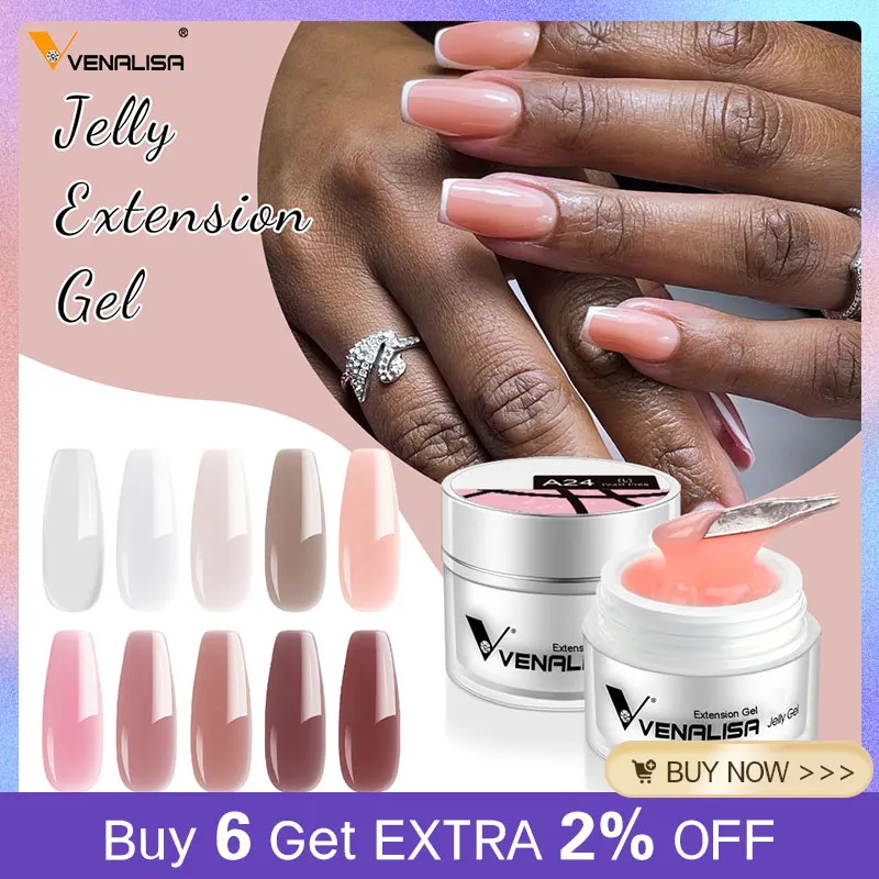 15Ml Venalisa Jelly Extension Nail Uv Construction Gel French Glitter Poly Gel Per Unghie Vernice In Fibra Di Colore Naturale Mimetico Trasparente