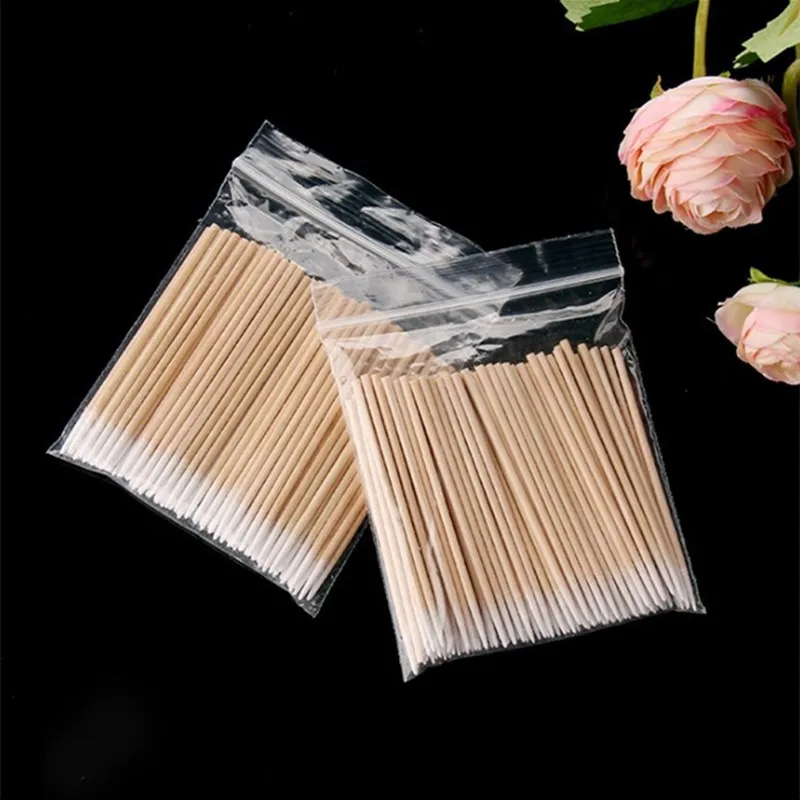 Disposable Cotton Swab Lint Free Micro Brushes Wood Cotton Buds Swabs for Ear Clean Eyelash Extension Glue Removing cotton swabs wood cotton swabs disposable cotton swabs