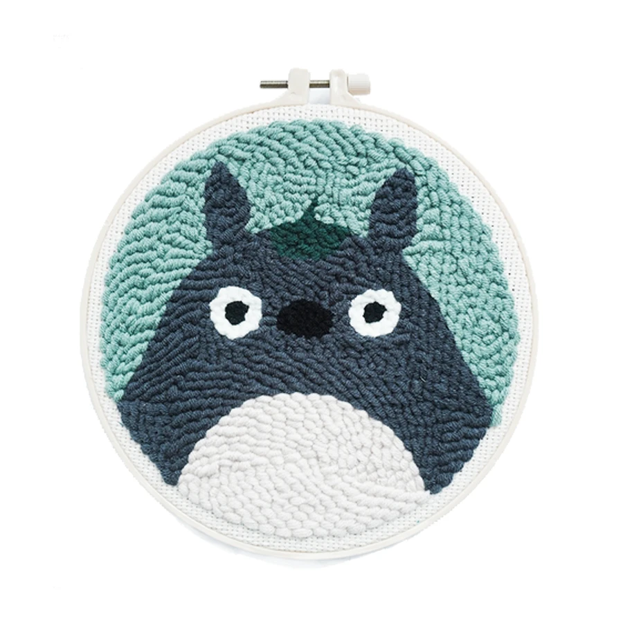 トトロ 初心者向けの刺繡キット パンチ針 簡単な刺繡 日曜大工 ウール 仕事 家の装飾 アニメ 刺繍 Aliexpress