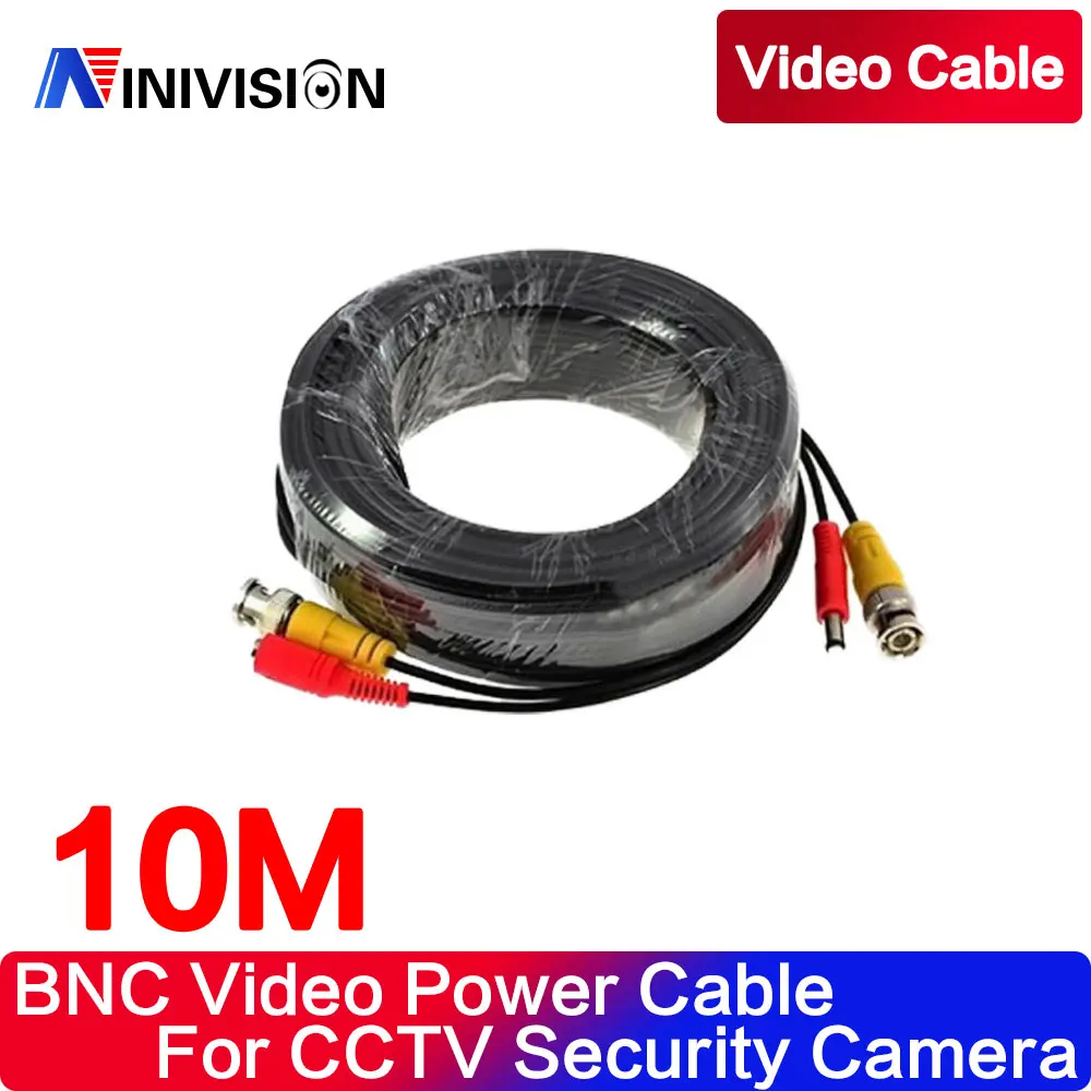 BNC cable 10M Power video Plug and Play Cable for CCTV camera system Security free shipping