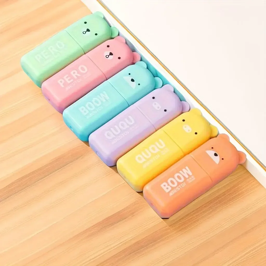 4/6pcs Tiny Markers With Fluorescent Colors And Cute Kawaii Design Perfect For Highlighting Back To School Supplies