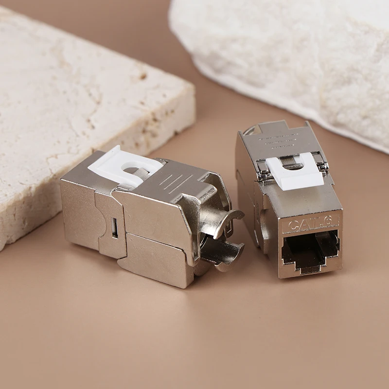 Cat7 Cat6a Zinc Alloy Tool-Less Type Keystone Jack, RJ45, STP for 22-26 AWG Adapter Coupler